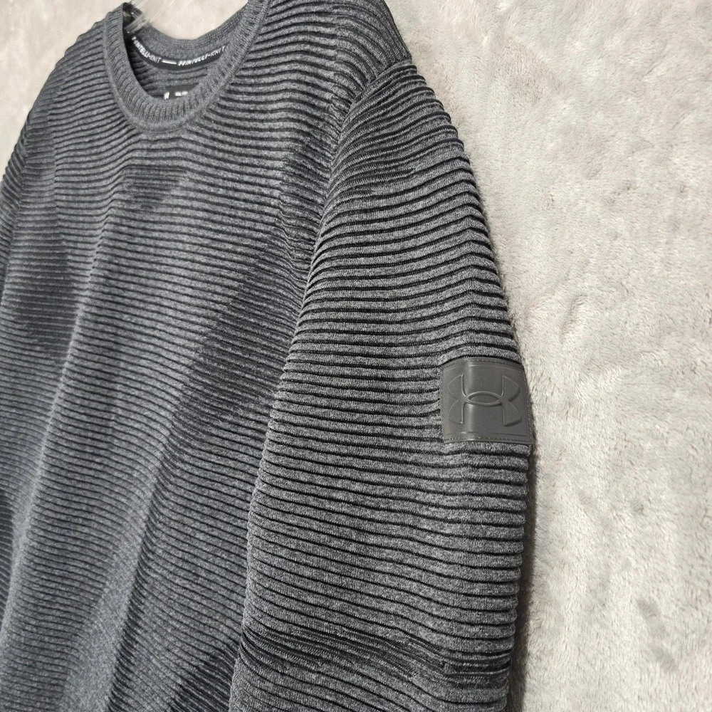 Under Armour Intelli-Knit Shirt Long Sleeve Men XXL Gray Ribbed Performance Gorp